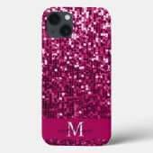 Funkelnd Fuchsia|rosa Sequin/Glitzer Name Case-Mate iPhone Hülle (Rückseite)