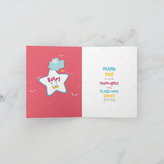 Funkelnd Fun Funny Tooth Fairy Vielen Dank Karte (Innenseite)