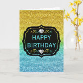 Funkelnd Gelb & Blau Gradient Glitzer Geburtstag Karte (Gelbe Blume)