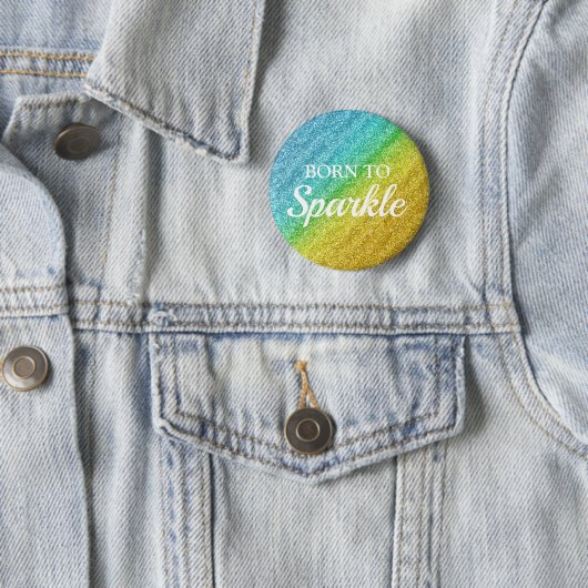 Funkelnd Gelb- und Blauer Glitzer Geboren zu Spark Button (Beispiel)