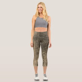 Funkelnd Girly Glam Bronze Disco Party Capri Leggings (Vorderseite)