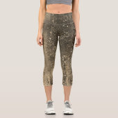 Funkelnd Girly Glam Bronze Disco Party Capri Leggings (Vorderseite)