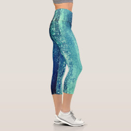 Funkelnd Girly Glam Mermaid Disco Party Capri Leggings