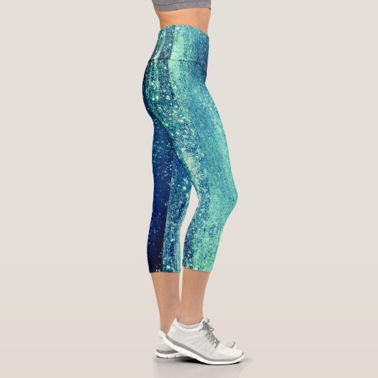 Funkelnd Girly Glam Mermaid Disco Party Capri Leggings (Rechts)