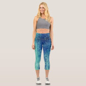 Funkelnd Girly Glam Mermaid Disco Party Capri Leggings (Vorderseite)