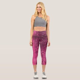 Funkelnd Girly Glam Pink Parfait Disco Party Capri Leggings