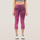 Funkelnd Girly Glam Pink Parfait Disco Party Capri Leggings (Vorderseite)