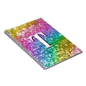 Funkelnd Girly Rainbow Chunky Glitzer Monogram Notizblock (Rechte Seite)