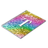 Funkelnd Girly Rainbow Chunky Glitzer Monogram Notizblock (Linke Seite)