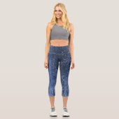 Funkelnd Glam Denim Jeans Blue Capri Leggings (Vorderseite)