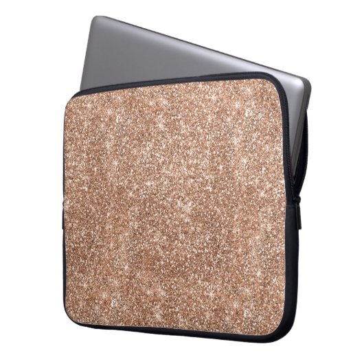 Funkelnd glänzendes Glitzer-Rosen-Gold Laptopschutzhülle (Vorderseite Links)