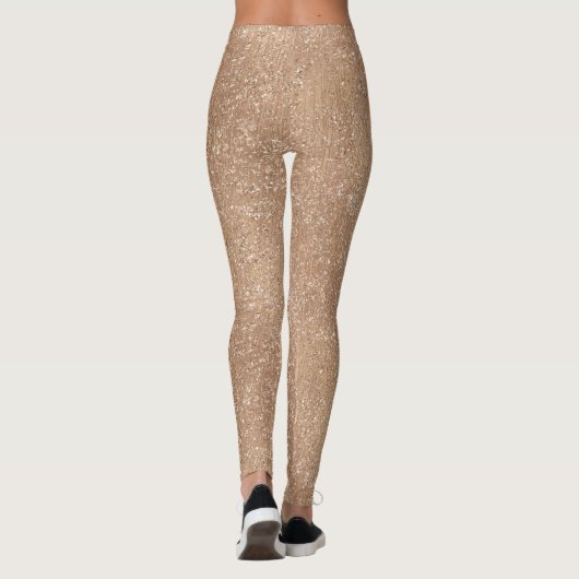Funkelnd glänzendes Glitzer-Rosen-Gold Leggings (Rückseite)