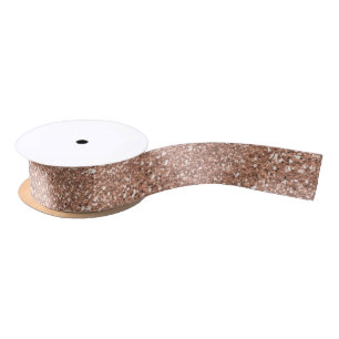 Funkelnd glänzendes Glitzer-Rosen-Gold Satinband