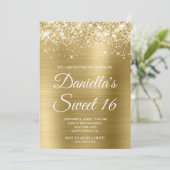 Funkelnd Glitterie Blassgoldene Foil Sweet 16 Einladung (Stehend Vorderseite)