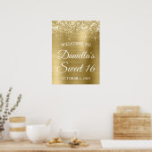 Funkelnd Glitterie Blassgoldene Foil Sweet 16 Will Poster (Küche)