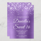 Funkelnd Glitterie Lila Foil Sweet 16 Einladung (Vorne/Hinten)