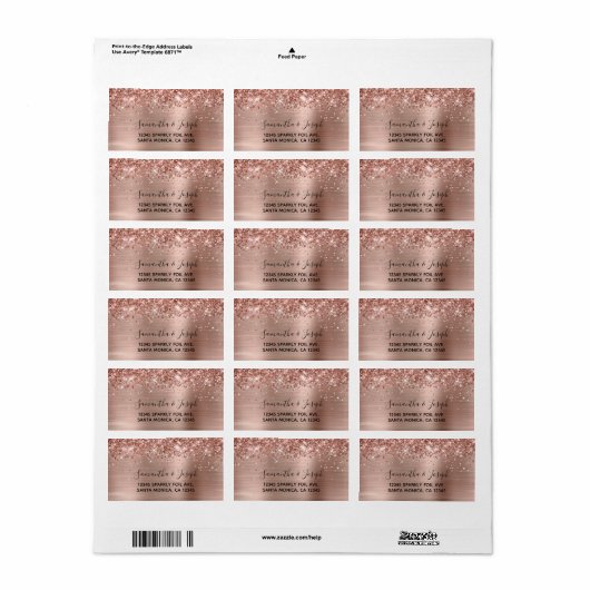 Funkelnd Glitterie Rose Adressaufkleber (Vorne)