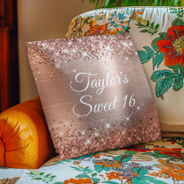 Funkelnd Glitterie Rose Gold Foil Glam Süß 16 Kissen