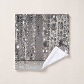 Funkelnd Glitterie Silber Streichperlen         Badhandtuch Set (Waschlappen)