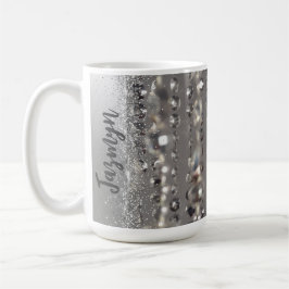 Funkelnd Glitterie Silber Streichperlen Kaffeetasse