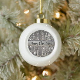 Funkelnd Glitterie Silber Streichperlen Keramik Kugel-Ornament