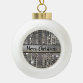 Funkelnd Glitterie Silber Streichperlen Keramik Kugel-Ornament (Vorderseite)