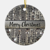 Funkelnd Glitterie Silber Streichperlen Keramik Ornament (Vorne)