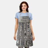 Funkelnd Glitterie Silber Streichperlen Schürze (Getragen)