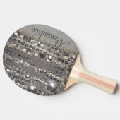 Funkelnd Glitterie Silber Streichperlen Tischtennis Schläger (Seitenansicht)