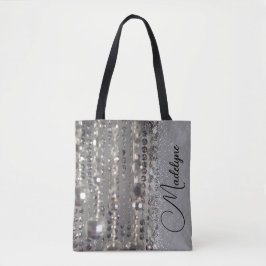 Funkelnd Glitterie Silberperlen Personalisiert Tasche