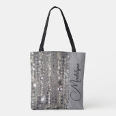 Funkelnd Glitterie Silberperlen Personalisiert Tasche (Rückseite)