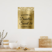 Funkelnd Glittery Blassgoldene Glam Sweet 16 Willk Poster (Küche)