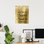 Funkelnd Glittery Blassgoldene Glam Sweet 16 Willk Poster (Heimbüro)