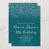 Funkelnd Glittery Dark Aquamarin 30. Geburtstag Einladung (Vorne/Hinten)