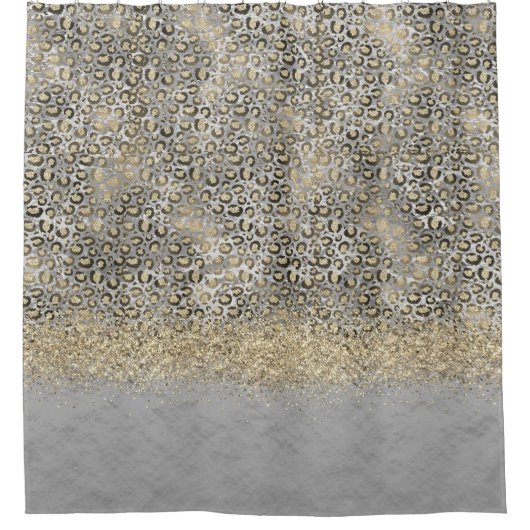 Funkelnd Glittery Gold Leopard Glittery Duschvorhang (Vorderseite)