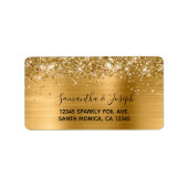 Funkelnd Glittery-Goldmedaille Hochzeit Adressaufkleber (Vorne)