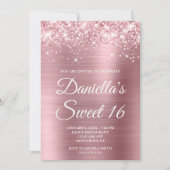 Funkelnd Glittery Light Pink Foil Sweet 16 Einladung (Vorderseite)