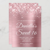 Funkelnd Glittery Light Pink Foil Sweet 16 Einladung (Vorne/Hinten)