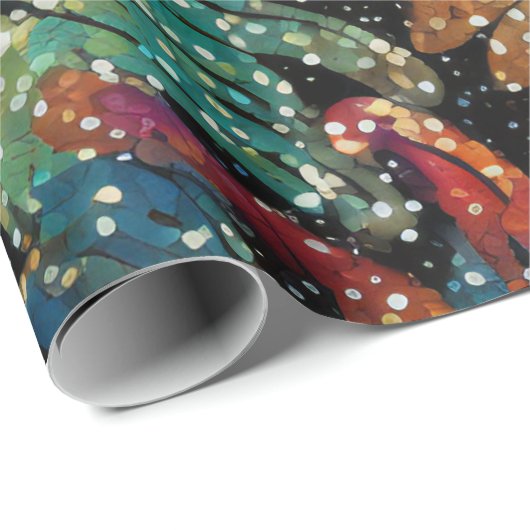 Funkelnd Glittery Lila Blue and Gold Florals Geschenkpapier (Rolleneckpunkt)