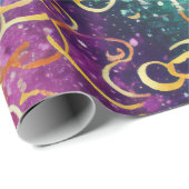 Funkelnd Glittery Lila Blue and Gold Wirbel Geschenkpapier (Rolleneckpunkt)