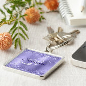 Funkelnd Glittery Periwinkle Foil Extravagant Mono Schlüsselanhänger (Seite)