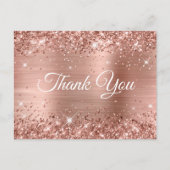 Funkelnd Glittery Rose Gold Foil Vielen Dank Postkarte (Vorderseite)