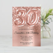 Funkelnd Glittery Rose Gold Glam 30. Geburtstag Einladung (Stehend Vorderseite)