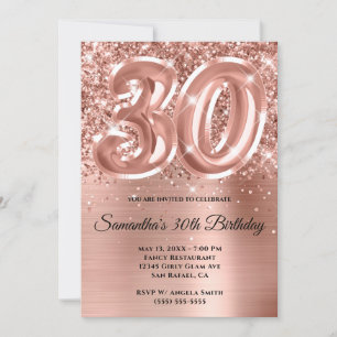 Funkelnd Glittery Rose Gold Glam 30. Geburtstag Einladung