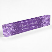 Funkelnd Glittery Royal Lila Gradient Namensplakette