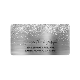 Funkelnd Glittery Silver Foil Wedding RSVP Adressaufkleber