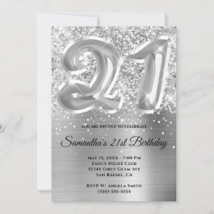 Funkelnd Glittery Silver Glam 21. Geburtstag Einladung