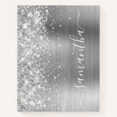 Funkelnd Glittery Silver Glam Girly Name Notizblock (Vorderseite)