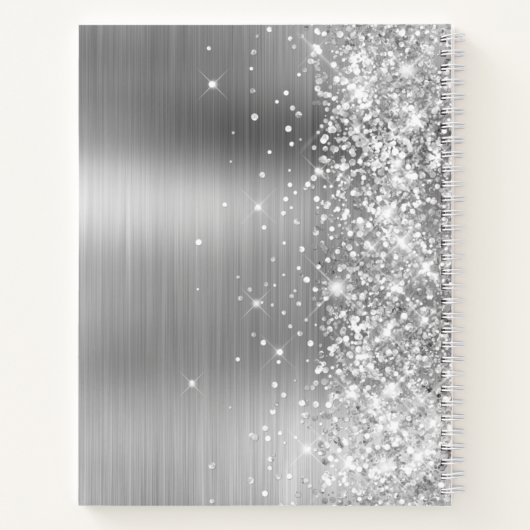 Funkelnd Glittery Silver Glam Girly Name Notizblock (Rückseite)
