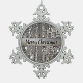 Funkelnd Glittery Silver Streichperlen Snowflader Schneeflocken Zinn-Ornament (Vorderseite)